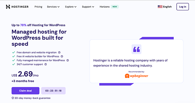 Hostinger website